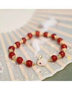 Year of the Rabbit Natural Red Agate White Jade Confidence Bracelet - Red Agate(Confidence♥Calm)