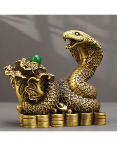 Buddha Stones Year Of The Snake Copper Coins Ingots Cabbage Brass Statue Home Decoration - 19*9*18cm