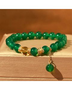 Buddha Stones Year of the Snake Green Agate Citrine Power Bracelet - Green Agate(Wrist Circumference 14-17cm)