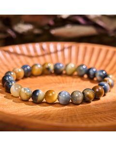 Buddha Stones Yellow Blue Tiger Eye Courage Bracelet - Yellow-Blue Tiger Eye Stone(Wrist Circumference: 14-16cm)