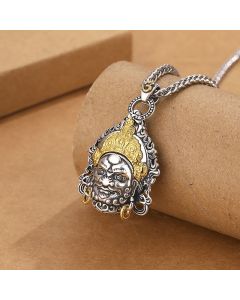 Buddha Stones Yellow God of Wealth Amulet Copper Luck Necklace Pendant - Yellow God Of Wealth Necklace&Leather Cord