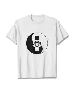 Buddha Stones Yin Yang Lotus Flower Tee T-shirt - LightGrey / 2XL