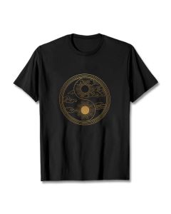 Buddha Stones Yin Yang Sun Auspicious Clouds Tee T-shirt - Plum / 2XL