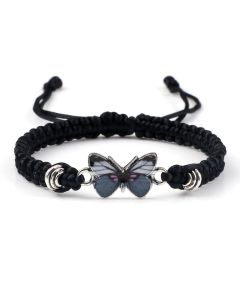 Buddha Stones Butterfly Freedom Love String Charm Bracelet - Pink-Pink Butterfly