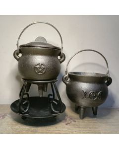 Buddha Stones Cast Iron Cauldron Prayer Altar Burning Holder Incense Sage Smudging Rituals Use Items - Medium Triple Moon Goddess 13*11.5cm