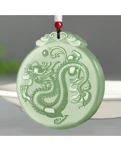 Buddha Stones Chinese Zodiac Dragon Jade Luck Necklace String Pendant - Jade