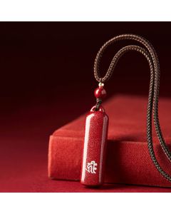 Buddha Stones Chinese Zodiac Cinnabar Amulet Protection String Necklace Pendant - Red / Dog/Pig