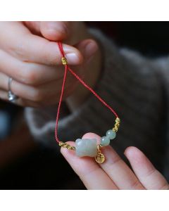 Buddha Stones Chinese Zodiac Tiger Jade Prosperity Red String Bracelet - Chinese Zodiac Tiger&Jade(Wrist Circumference 14-16cm)