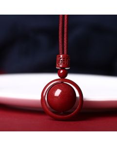 Buddha Stones Cinnabar Om Mani Padme Hum PiXiu Blessing Lucky Bead Necklace Pendant - PiXiu / Brown Rope