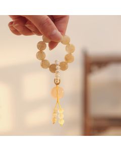 Buddha Stones Citrine Peace Buckle Prosperity Happiness Wrist Mala - Citrine(Happiness♥Prosperity)