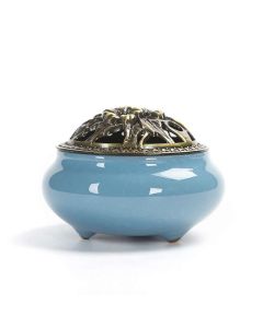 Buddha Stones Colorful Ceramic Incense Burner - Blue pattern