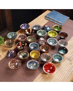 Buddha Stones Colorful Ceramic Teacup Home Office Tea Cups - BurlyWood
