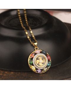 Buddha Stones Colorful Zircon Copper Wealth Luck Rotation Bracelet Necklace Pendant - Copper Bracelet(Bracelet Size 22cm)