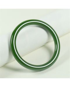 Buddha Stones Cyan Jade Longevity Blessing Bangle Bracelet - 64mm