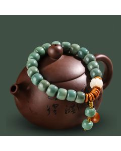 Buddha Stones Cyan Bodhi Seed Success Bracelet - Bodhi Seed(Wrist Circumference 17–18cm)
