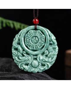Buddha Stones Dragon Jade Yin Yang Balance Necklace String Pendant - Jade