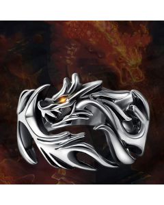 Buddha Stones Dragon Pattern Protection Strength Adjustable Ring - Dragon(Inner Diameter: Approx. 17.8 mm)
