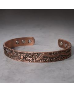 Buddha Stones Dragon Phoenix Magnetic Solid Copper Cuff Bracelet Bangle - Dragon&Phoenix