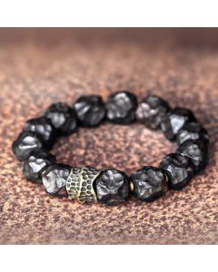 Buddha Stones Ebony Wood Copper Peace Balance Couple Bracelet - 18cm