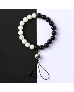 Buddha Stones Ebony YinYang Protection Bracelet Decoration - 12mm