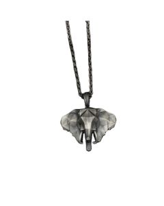 Elephant Pewter Titanium Steel Strength Necklace Pendant - Silver&Black