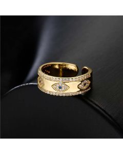 Buddha Stones Evil Eye Luck Blessing Copper Alloy Ring - 0.67 in/17 mm