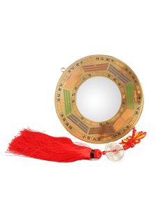 Feng Shui Bagua Map Copper Coin Chinese Knotting Balance Energy Map - 19cm / Four Seasons Bagua Map / Concave Mirror