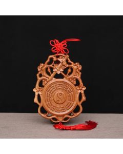 Feng Shui Bagua Map Peach Wood Chinese Knotting Balance Energy Map - 18*13.6cm