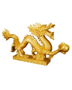 Buddha Stones Feng Shui Dragon Auspicious Cloud Wealth Luck Decoration - Brown / 50cm*7.5cm*25cm