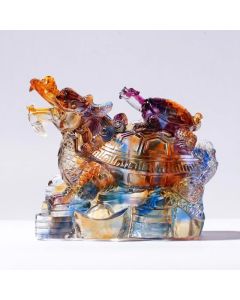 Buddha Stones Feng Shui Dragon Turtles Handmade Liuli Crystal Art Piece Protection Home Office Decoration - Dragon Turtle