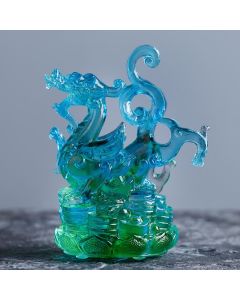 Buddha Stones Feng Shui Four Symbols Azure Dragon Handmade Liuli Crystal Art Piece Home Office Decoration - Black Tortoise
