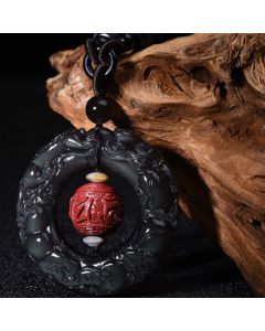Buddha Stones FengShui Natural Rainbow Obsidian PiXiu Cinnabar Healing Necklace Pendant - Rainbow Obsidian (Love ♥ Positive transformation)