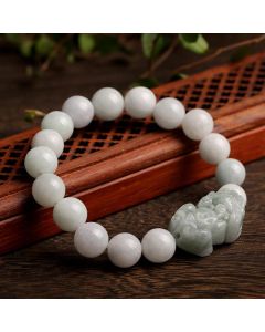 Buddha Stones Fengshui Wealth Prosperity Jade PiXiu Luck Bracelet - 0.53 IN(13.5MM)
