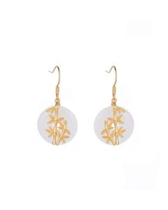 Buddha Stones FengShui White Jade Fortune Earrings - White Jade