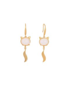 FengShui White Jade Fox Fortune Earrings - White Jade