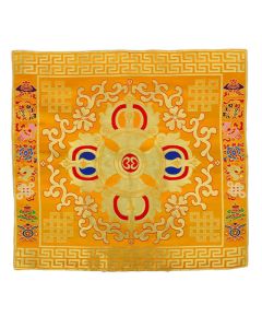 Flower Endless Knot Prayer Altar Mat Healing Meditation 8 Auspicious Symbols Mat Table Runner - Endless Knot / Red