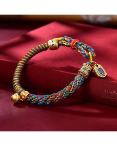 FREE Today: Attract Good Fortune Tibetan Om Mani Padme Hum Carved Zakiram Goddess of Wealth Amulet Bracelet - Red Gold(Wrist Circumference 14-20cm)