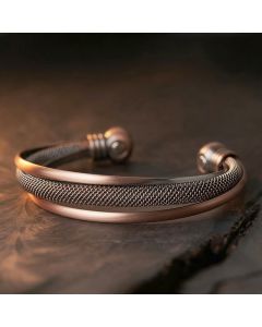 FREE Today: Balance and Luck Retro Textured Flower Pattern Twisted Copper Open Cuff Bracelet Bangle - Patterned(Inner Diameter: 59mm)