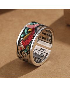 FREE Today: Bring Good Luck Koi Fish Heart Sutra Engraved Ring - Koi Fish(Adjustable)