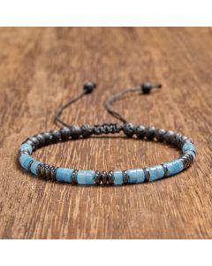 Buddha Stones Aquamarine Lava Rock Clarity Silver Tone Accent Bracelet - Aquamarine (Wrist Circumference: 6.3-7.1 in /16-18 cm)