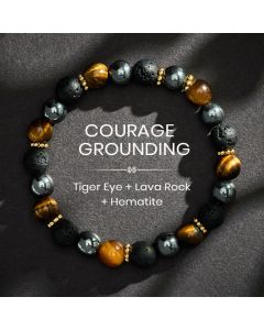 Buddha Stones Tiger Eye Lava Rock Hematite Beads Strength Bracelet - 8mm