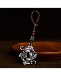 Buddha Stones Copper Vintage Double Koi Fish Determination Charm Keychains - Double Koi Fish