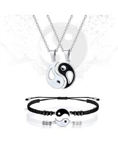 FREE Today: Everlasting Friendship Love Couple Yin Yang Necklace Bracelets Set - Yin Yang Set