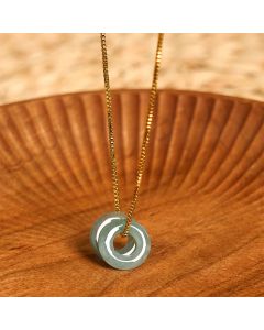 FREE Today: Fortune and Luck Jade Double Peace Buckle Necklace Pendant - Jade&Silver Chain