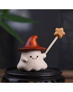 FREE Today: Healing and Auspicious Beech Wood Carved Small Elf Star Moon Cute Cartoon Decor - Star Approx. 5.6x4.9x4.8cm