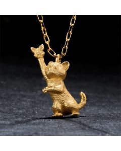 Buddha Stones Vintage Copper Cat and Butterfly Transformation Necklace - Butterfly(Transformation ♥ Love)