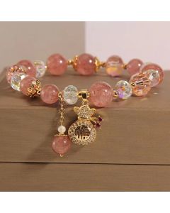 FREE Today: Love Healing Natural Strawberry Quartz Money Bag Charm Positive Bracelet - Strawberry Quartz(Love♥Healing)