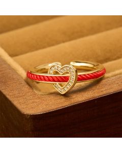 Buddha Stones Copper Red String Heart Luck Open Ring - Gold Ring (US8)