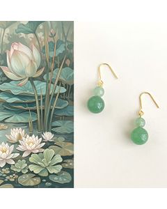 FREE Today: Luck and Positivity Green Aventurine Drop Earrings - Green Aventurine（Copper Plated With 925 Sterling Silver Posts）