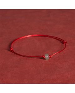 Buddha Stones Minimalist Green Aventurine Protection Braided Red String Bracelet - Wheel Bead (Wrist Circumference: 6.3–7.1 in/16–18 cm) / Red String